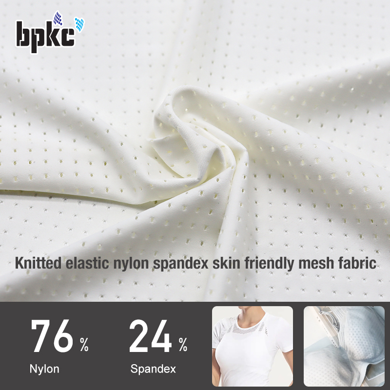 Knitted elastic nylon spandex  skin friendly mesh fabric