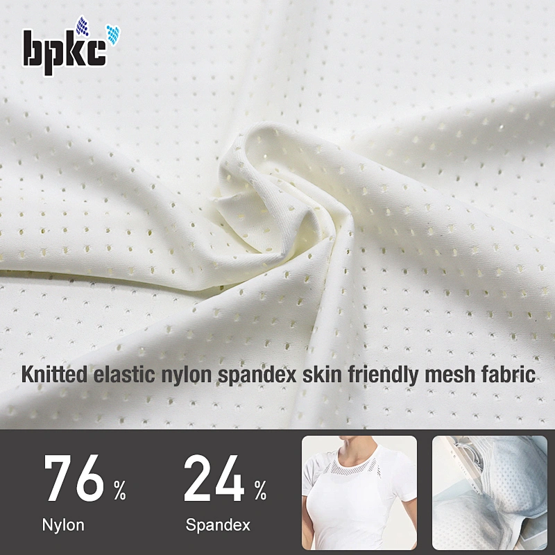 Knitted elastic nylon spandex  skin friendly mesh fabric